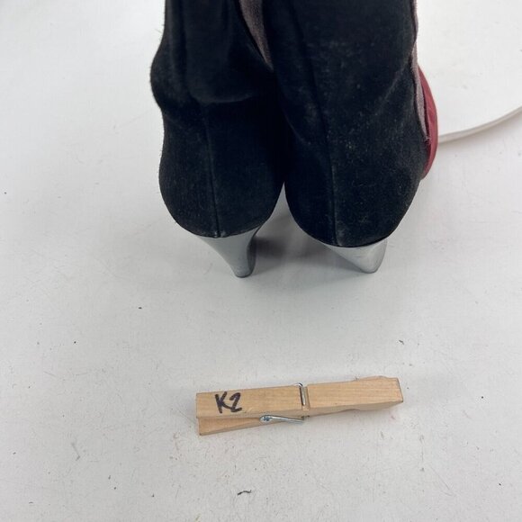 Tory Burch Lila 90mm Women Size 6M Burgundy Grey Black Suede Knee High Boot - Picture 14 of 15